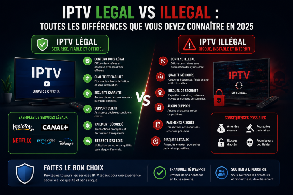 IPTV Legal vs Illegal : Toutes les Différences que Vous Devez Connaître en 2025